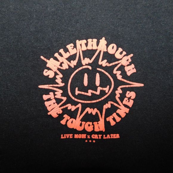 PacSun Puff Print Tee Shirt Adult L Live Now x Cry Later Black Short Sleeve Logo - Picture 5 of 9